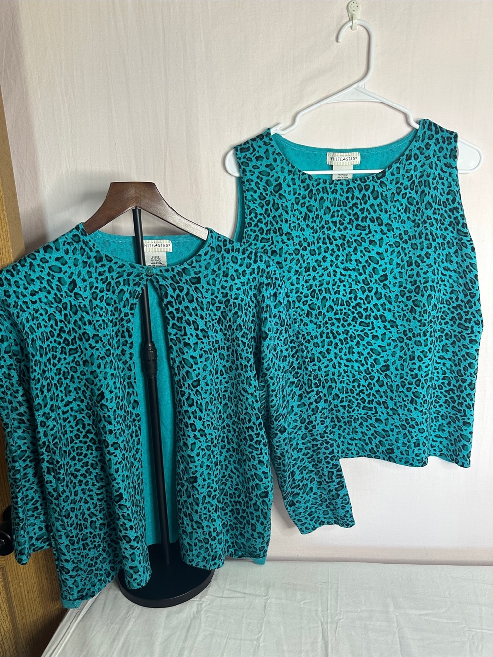 White Stag Teal and Black Leopard Print Sleeveless Tank With Matching Cover Up